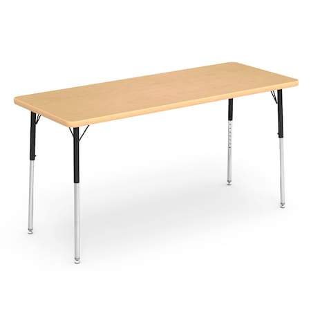 Virco 60 in. W, 24 in. L, 22-30 in. H, Fusion Maple Top / Beige Edge 482460